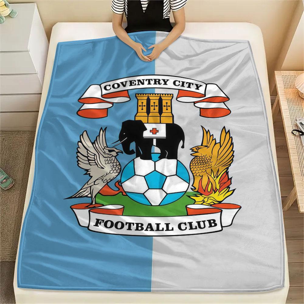 Coventry City FC Printed Flannel Blanket, Soft Throw for Bedroom Sofa, Washable, Christmas Present, Great Gift.