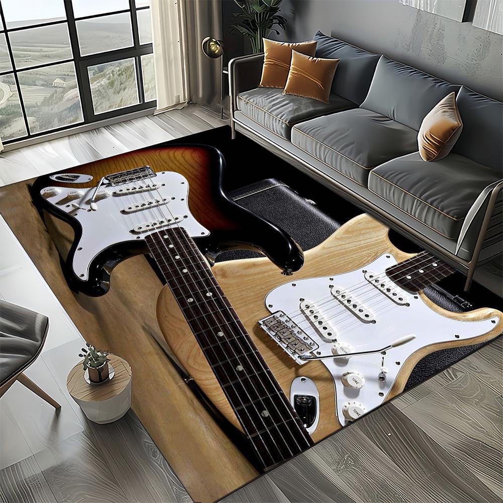 27 Styl Nowy Fender Retro Gitara Instrumenty Muzyka Dywan 3D do Salonu Sypialni Domu Dekoracja Sofy, Antypoślizgowa Mata Podłogowa