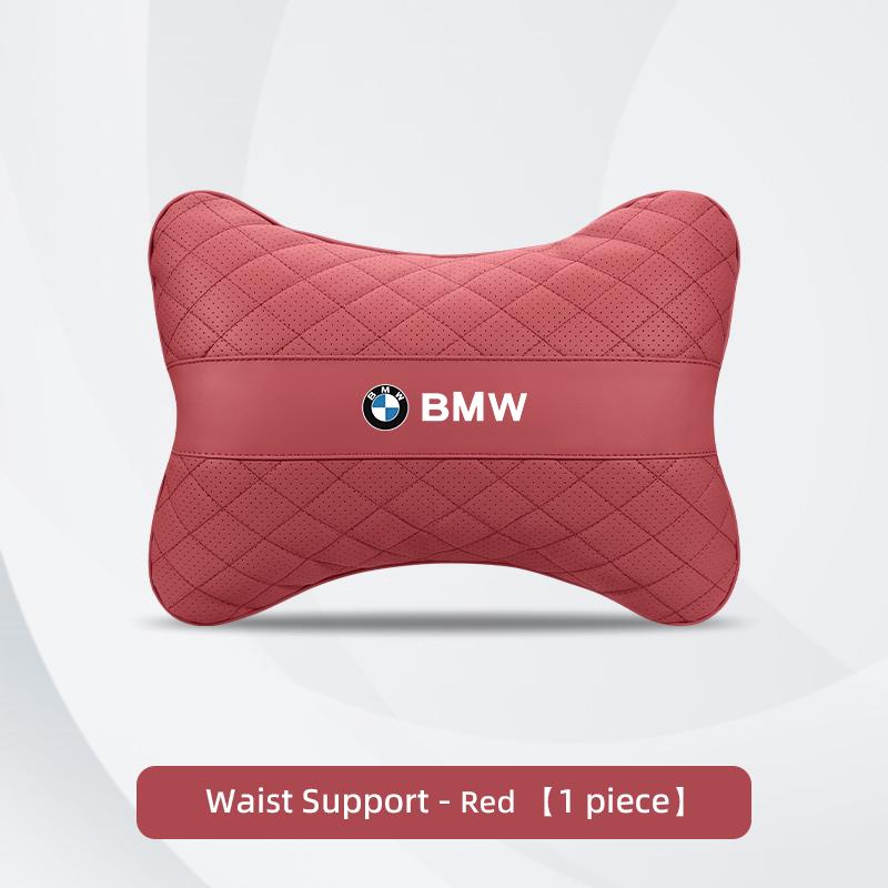 LLIT4 Car Seat Neck Pillow Leather Memory Cotton Headrest For BMW F30 F10 E90 F20 E46 E60 E70 E39 Car Interior Head Support Keychain