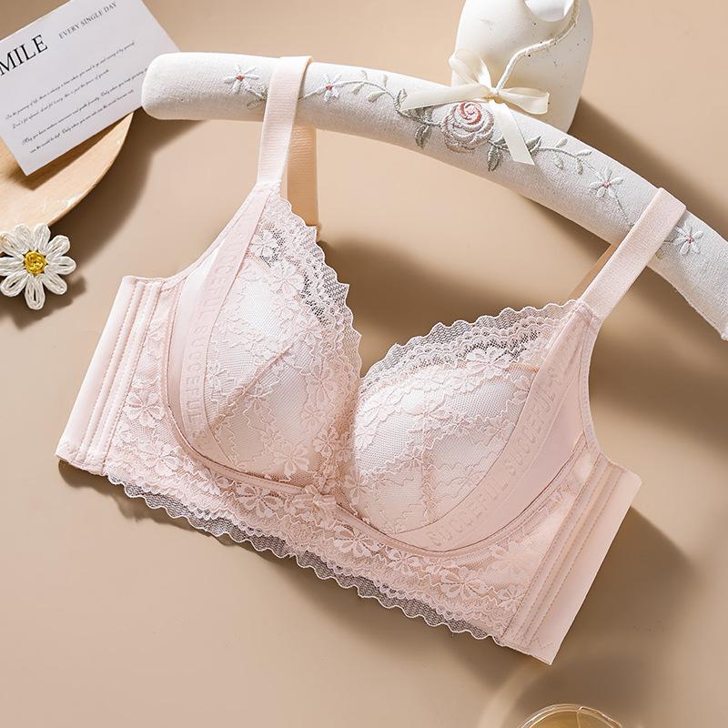 

Lace Shi Small Chest Flat Chest No Steel Rim Bra Gathering Show Large No Steel Rim Thickened Cup New 32/70A