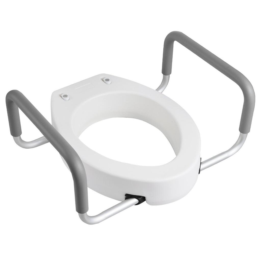 Raised Toilet Seat with Arms, 136.1 Kg Load Capacity, 88.9 Mm Lift Height, Widened Commode Elevated Toilet Seat Riser with Padded Handles for Seniors,