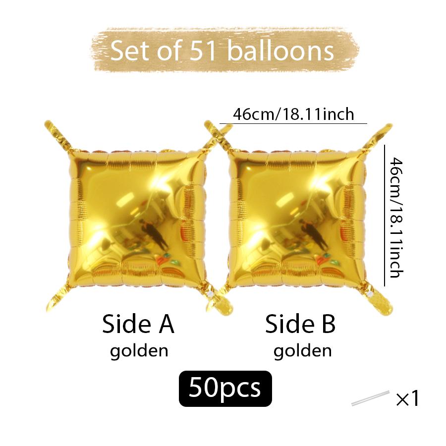 50 Pieces of Square Double-Sided Aluminum Foil Balloon Walls, Birthday Parties, Anniversaries, Wedding Season, Valentine's Day