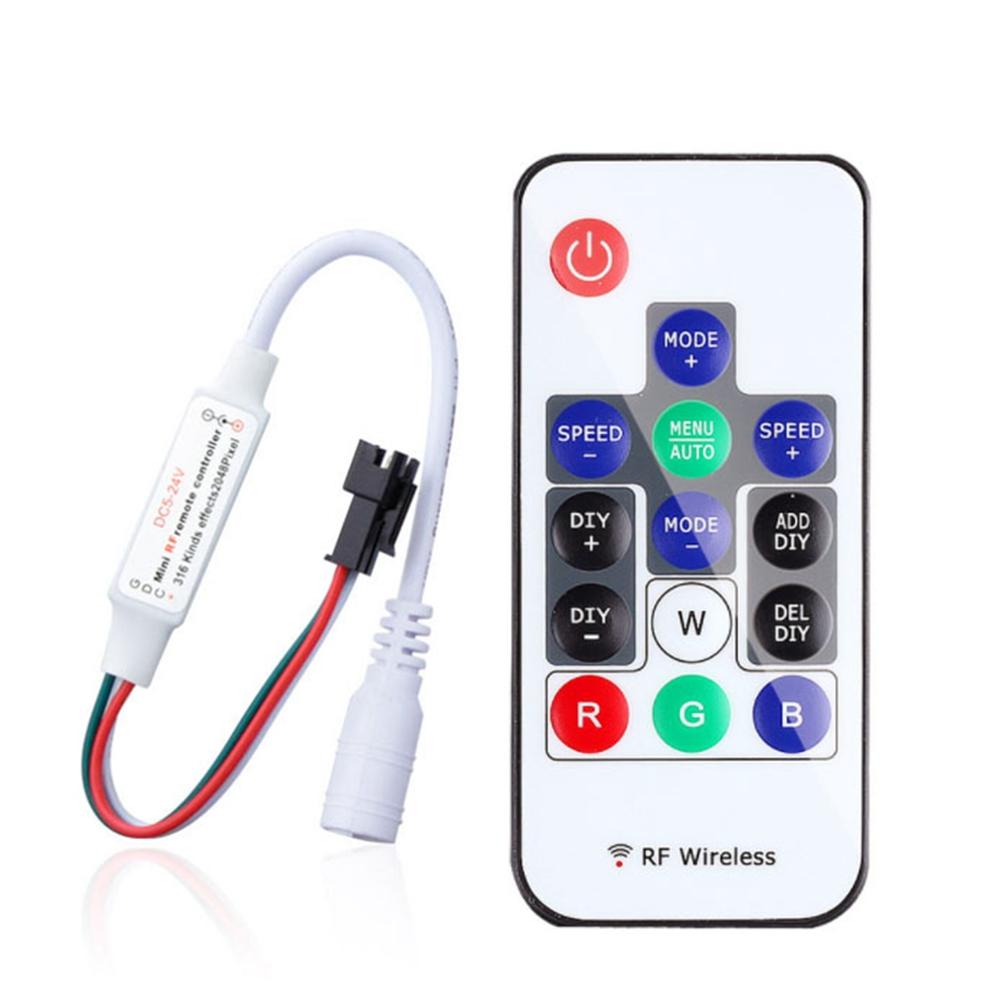 WS2811 WS2812B Led pixel Controller USB/DC 14/17/ 21keys RFWith Remote Controller for WS2811 WS2812B SK6812 LED Strip , DC5-24V