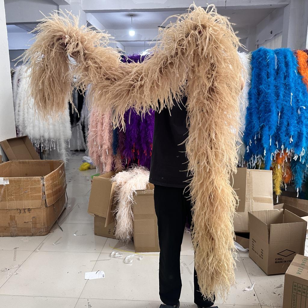 DIY Colorful Ostrich Feather Boa 6Ply Fluffy Shawl 0.5/1/2/3/4 Meter for Wedding Dress Carnival Performance Costume Party Decoration