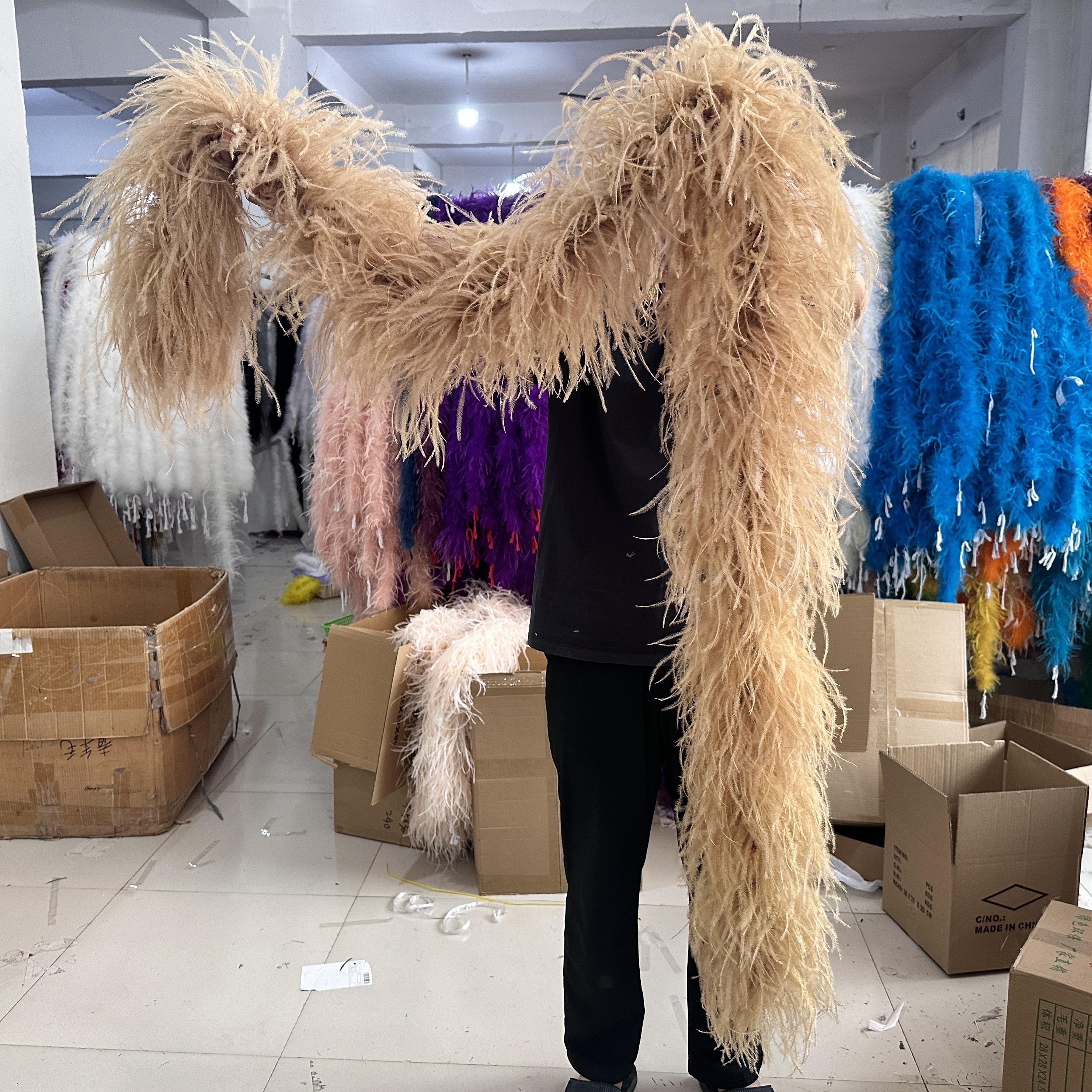 

DIY Colorful Ostrich Feather Boa 6Ply Fluffy Shawl 0.5/1/2/3/4 Meter for Wedding Dress Carnival Performance Costume Party Decoration 6Ply 0.5Meter