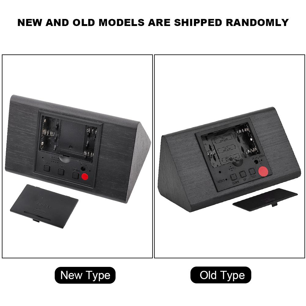 Wooden Electronic Digital Alarm Clock LED Display Temperature Time Voice Control Black Wood