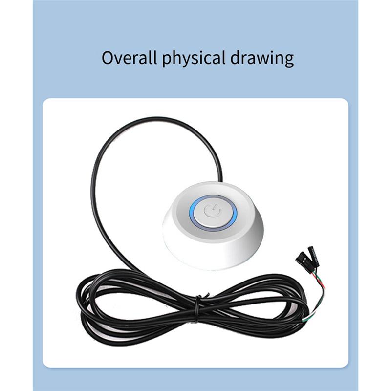 

B03B-Computer Desktop Switch PC Motherboard External Start LED Light Power ON/OFF Round Button 2M Extension Cable Easy To Use Wh білий