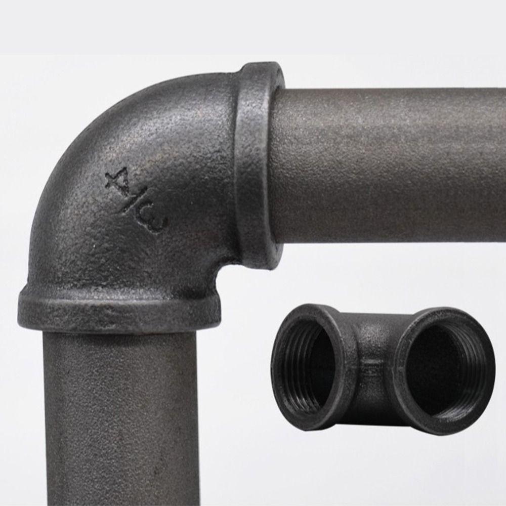 New Black Pipe Fittings Elbow Malleable Iron Plumbing Pipe Joint Threaded 1/2'' 3/4'' 1'' Pipe Accessories