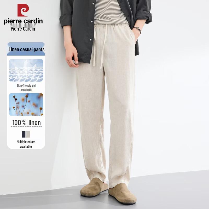 

Pierre Cardin Men s 100% Linen Straight-Leg Casual Pants L/175