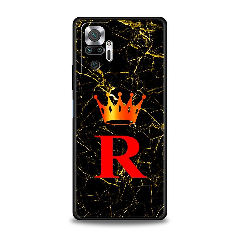 Marble Letter Phone Case Cover for Redmi 14C 10C Note 15 14 13 12 10 11 K40 Pro Plus 5G Soft TPU Shockproof Shell Fundas Capas