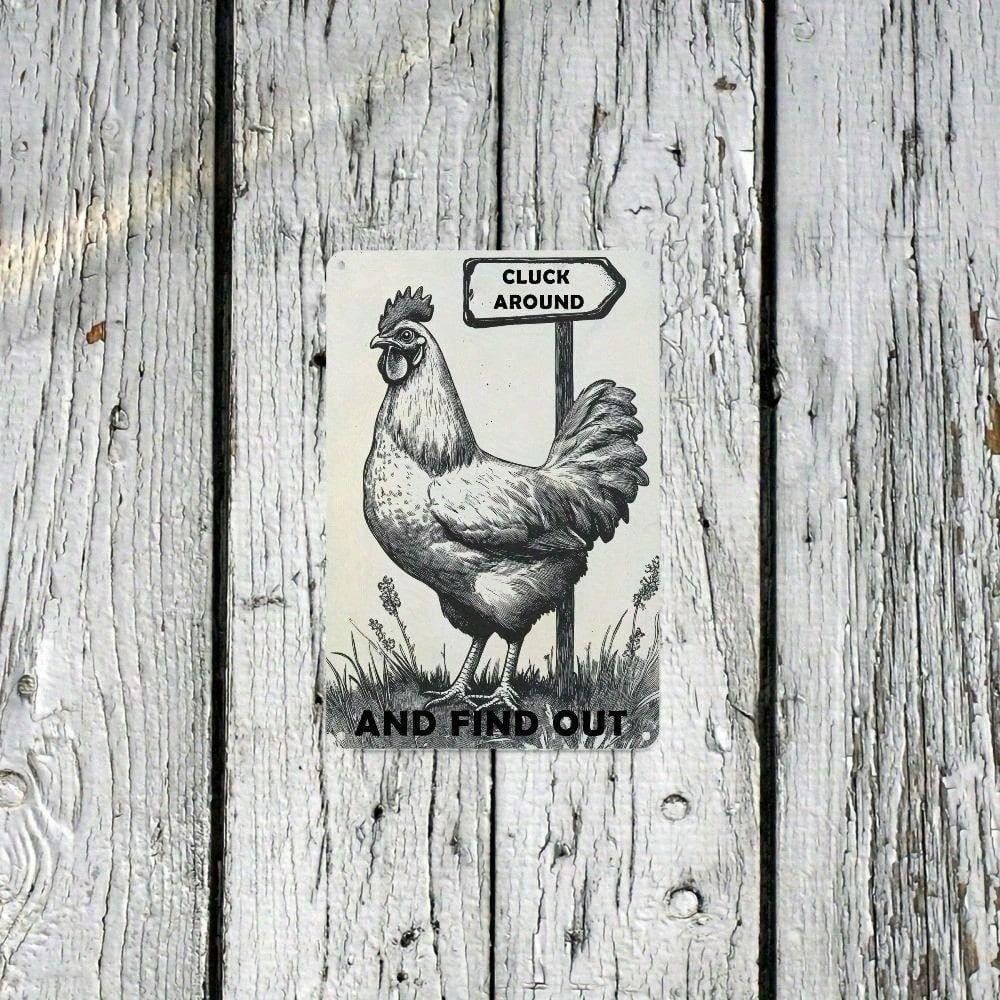 Vintage Metal Poster Farmhouse Chicken Kitchen Wall Decor