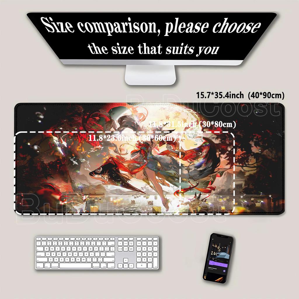 Mousepad New Hsin Wuthering Waves E-Sports XXL PC Gaming Large Non-Slip Base Stitched Edge Keyboard Laptop HD Printing Desk Mat