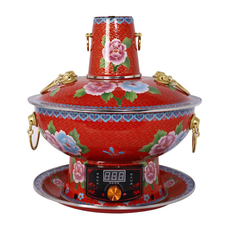 GOWKE Old-Style Pure Copper Charcoal Enamel Mandarin Duck Hotpot