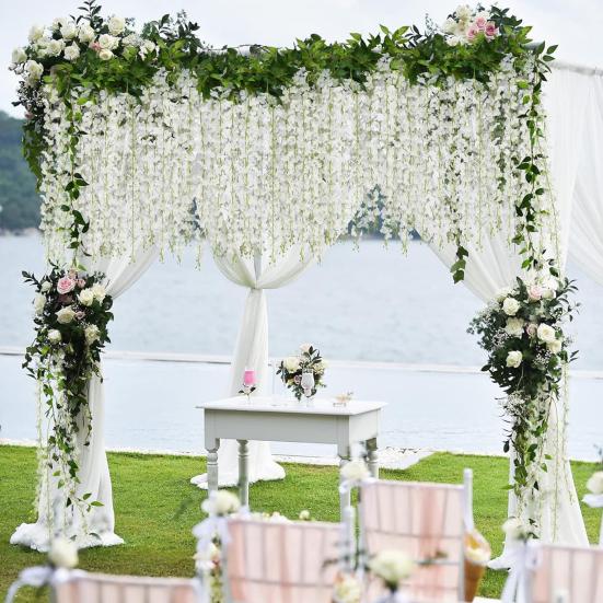 Simulated Wisteria Flowers Faux Weeping Plant with Flowers Artificial Flowering Wisteria Vine for Garland Wedding Arch Wall Decor