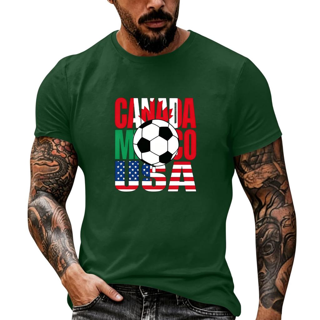 Men's Basic Crew Neck Short Sleeve T Shirt Loose Fit Casual Summer Top Soccer Themed Graphic Print Comfortable Daily Wear