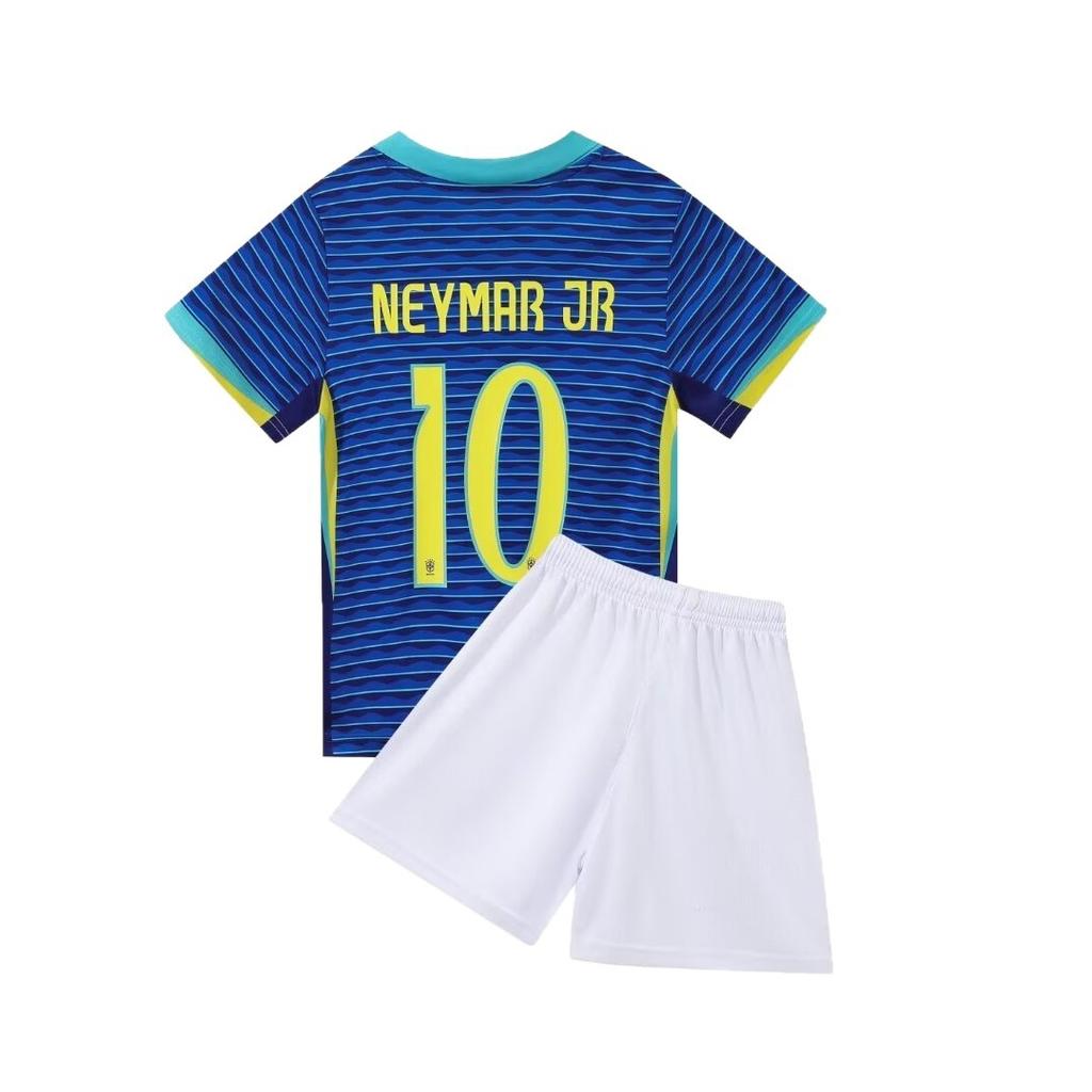 24-25 Brazil Away Blue No. 10 National Team Football Jersey Children's Clothing Children's Set Size 14-30