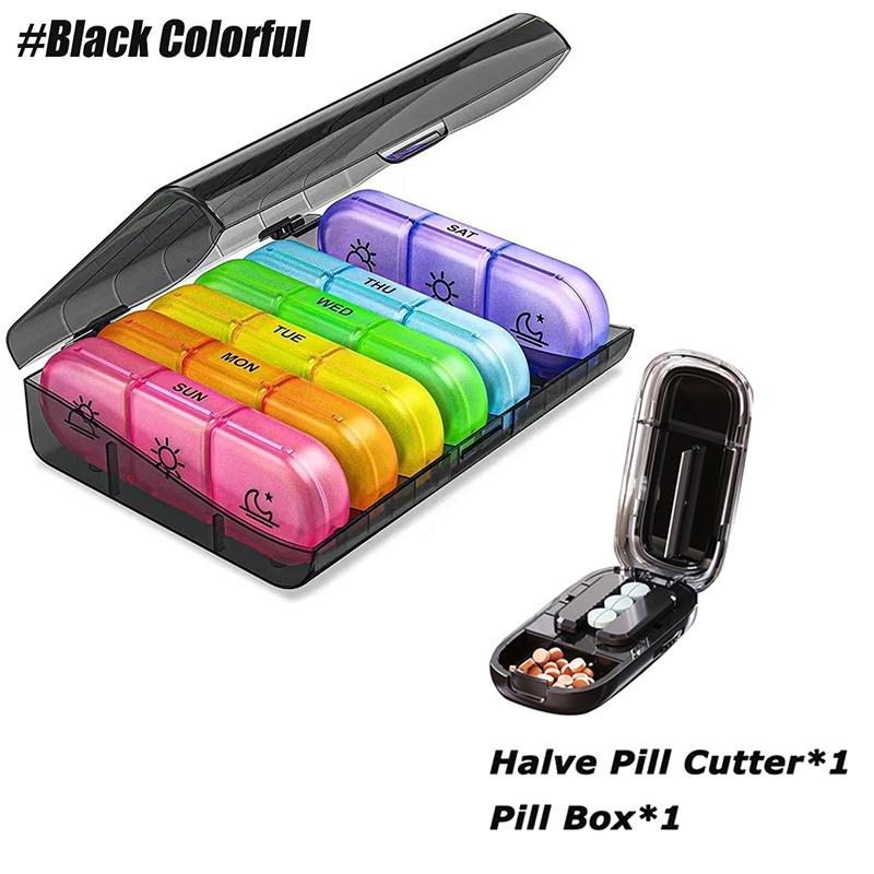 Weekly Pill Organizer Case Portable Travel Pill Box 7 Days Large Compartments for Vitamins Medicine Eating At Time First Aid Kit