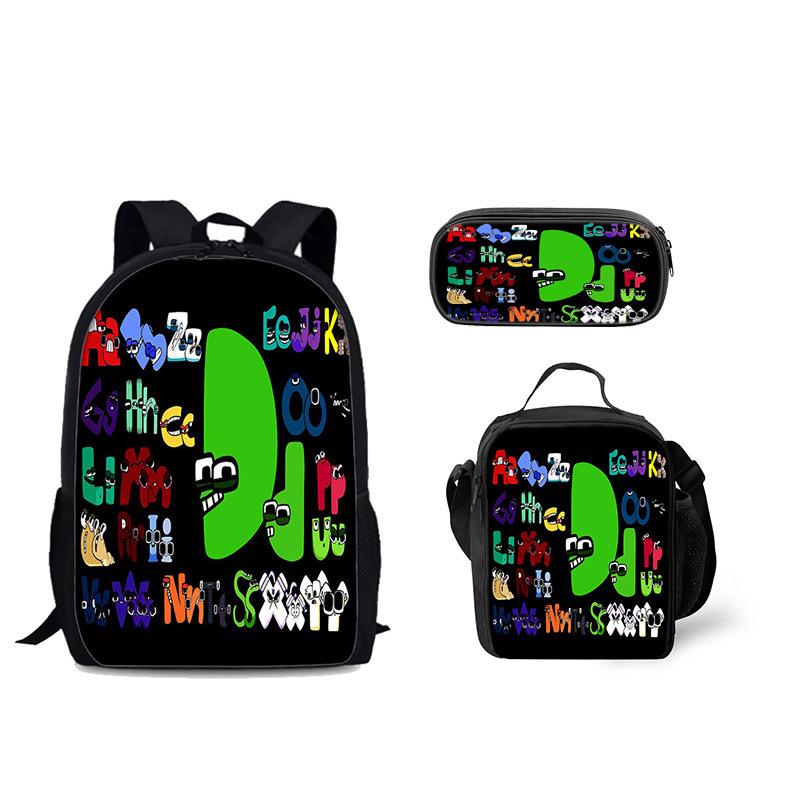 Classic Popular Funny Alphabet Lore 3D Printed 3pcs/Set pupil School Bags Laptop Daypack Backpack Lunch bag Pencil Case