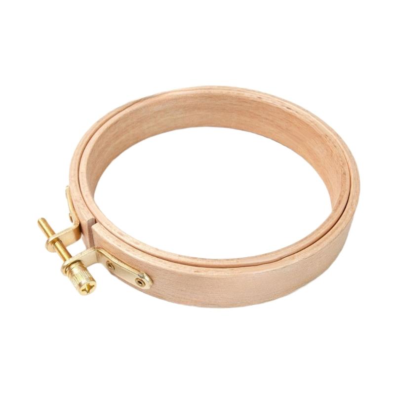 Round Wood Embroidery Hoop with Spring Clip Adjustable Stitching Hoop for Needlework Stitching and Embroidery Project