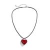 Colorful Heart Glass Pendant Leather Choker - Versatile & Stylish Necklace