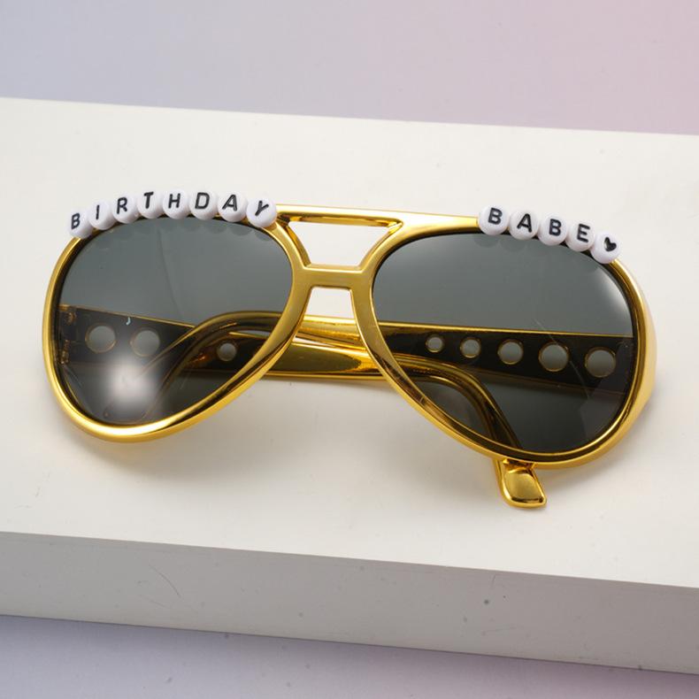 

Letter BABE trendy glasses ball decoration photo sunglasses sun protection sunglasses