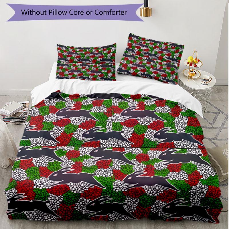 3pcs Duvet Cover Set (1*Duvet Cover + 2*Pillowcase, Without Core), South Sydney Rabbitohs Print Soft All‑Season Bedding Set, Home Bedroom Decor Gift