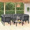 Vidaxl 7-Cz. Garten-Sitzgruppe, Schwarz-Grau, Polyrattan