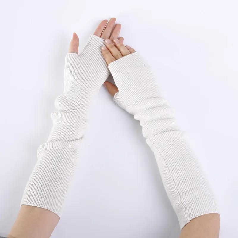 Botvotee 35% Cashmere Arm Warmers Soft Accessories Sleeves for Women Arm Guard Winter Knit Warm Half Finger Fashion Pink Gloves