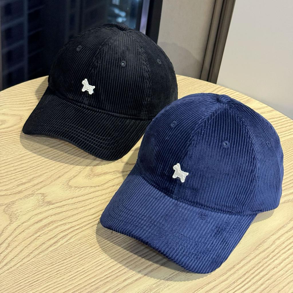 New letter-embroidered corduroy pony casual unisex spring and autumn soft-top baseball cap for outings, sun protection, and fashion