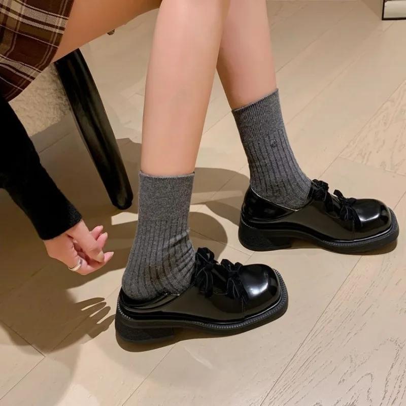 Fashion Platform with Medium Heels Japanese Style Lolita Loafers Bow Women's Shoes Mary Jane Ladies Pumps Lastest Chic and Elegant Shoe