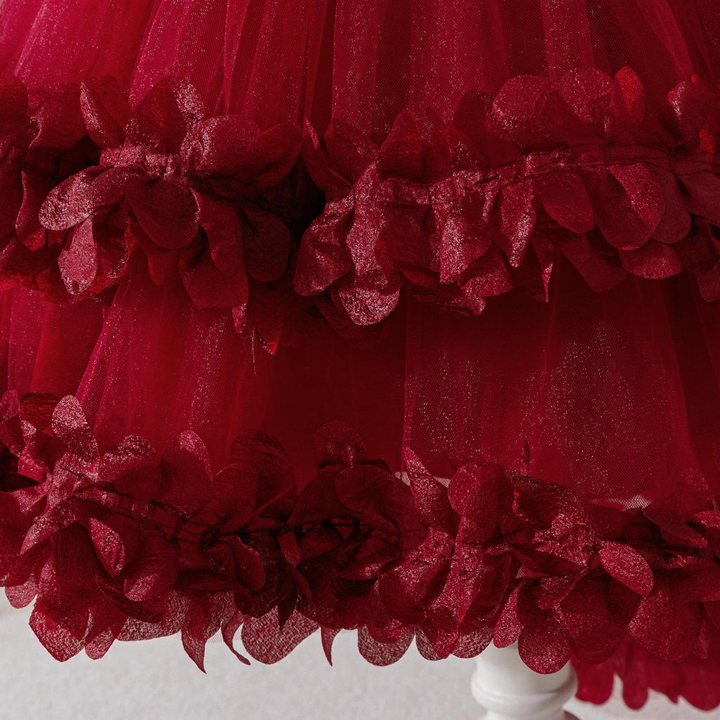 2026 Girls' Layered Flower Cake Dress: Birthday Mesh Princess Skirt, Fairy Lace Gown, Cotton