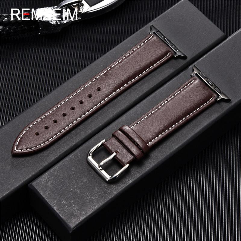 Calfskin Genuine Leather Watchband 38mm 40mm 41mm for Iwatch 8 7 6 5 4 3 SE Replace Wrist Strap 42mm 44mm 45mm for Apple Watch