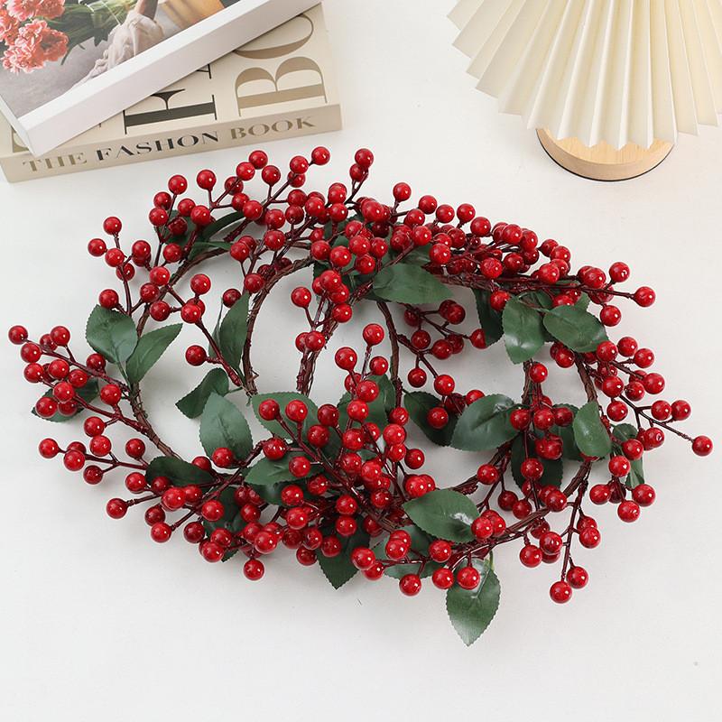 Plastic And Berries Pine Needles Wreath Decor For Festive Home And Store Display