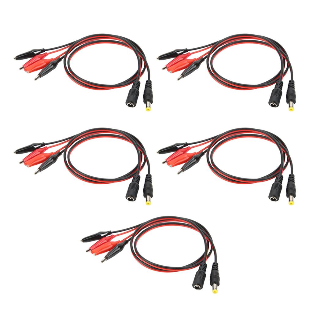 5 Sets Crocodile Clip To DC Adapter Cable Male Female Connector Battery Test Cable 50cm Length