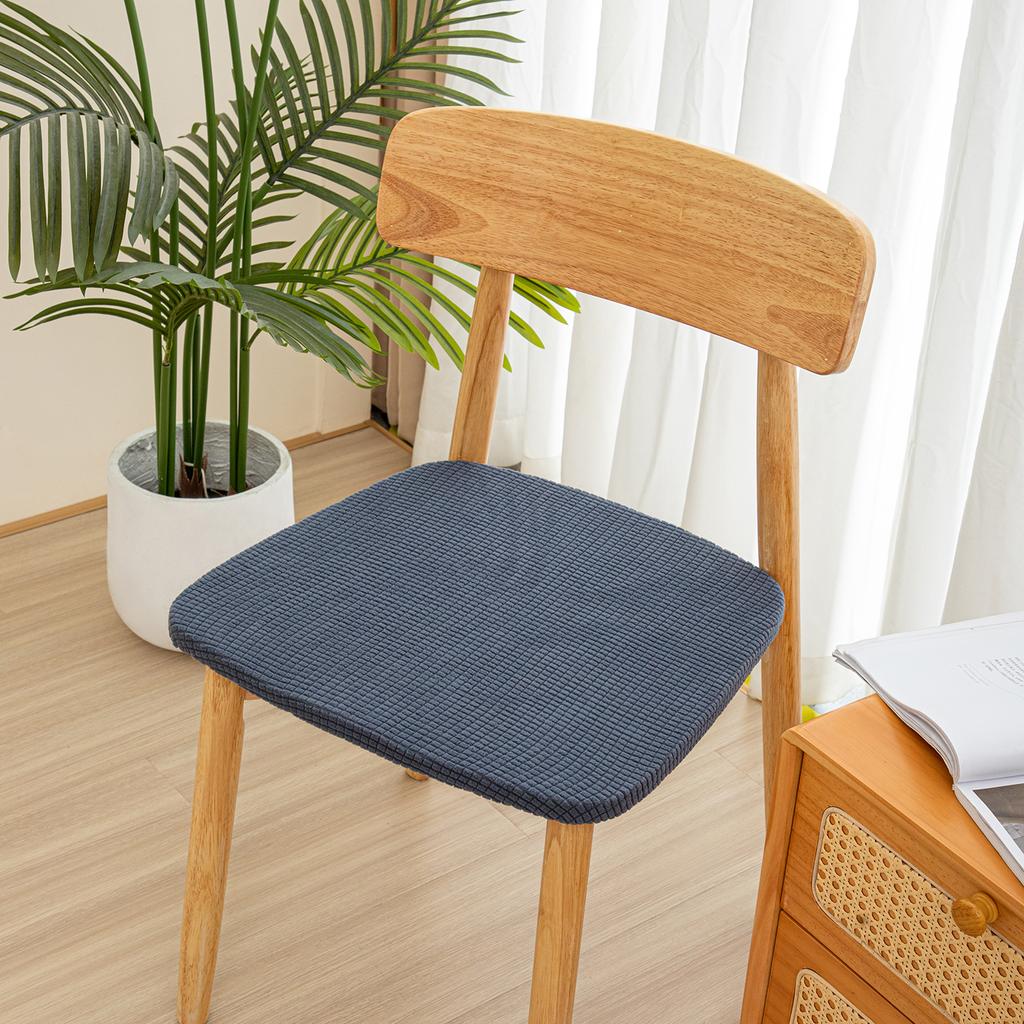 Stretch Jacquard Chair Seat Covers Solid Removable Washable Anti-Dust Dining Room Chair Seat Cushion Slipcovers