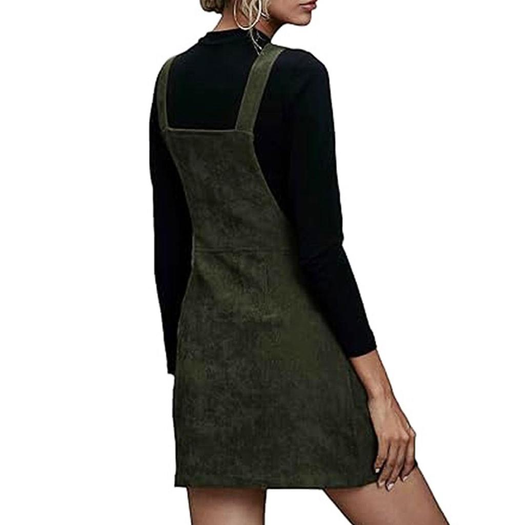 Damska modna sztruksowa jednokolorowa całoroczna damska sukienka bez rękawów z zamkiem błyskawicznym i kieszeniami na co dzień