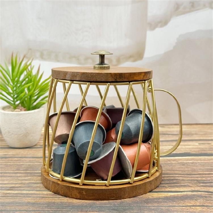 Fashionable Coffee Accessory Storage Basket With Protective Lid Portable for Maintaining Cleanliness and Order