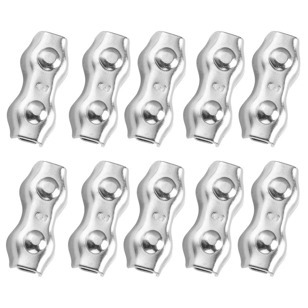 10pcs Double Grips Steel Wire Rope Clip 304 Stainless Steel Wire Splicer Connector Electric Fences