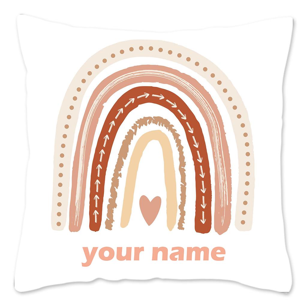 Rainbow Print Custom Cushion Cover Adult Children Personalized Name Customize Pillowcase Home Housewarming Birthday Gifts