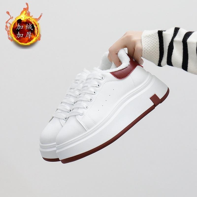 Women's Winter Warm Chunky Platform Sneakers Faux Fur Lining Walking Shoes Casual Comfortable Fleece Lined Non-Slip Lace-Up Tennis Sneakers for Women