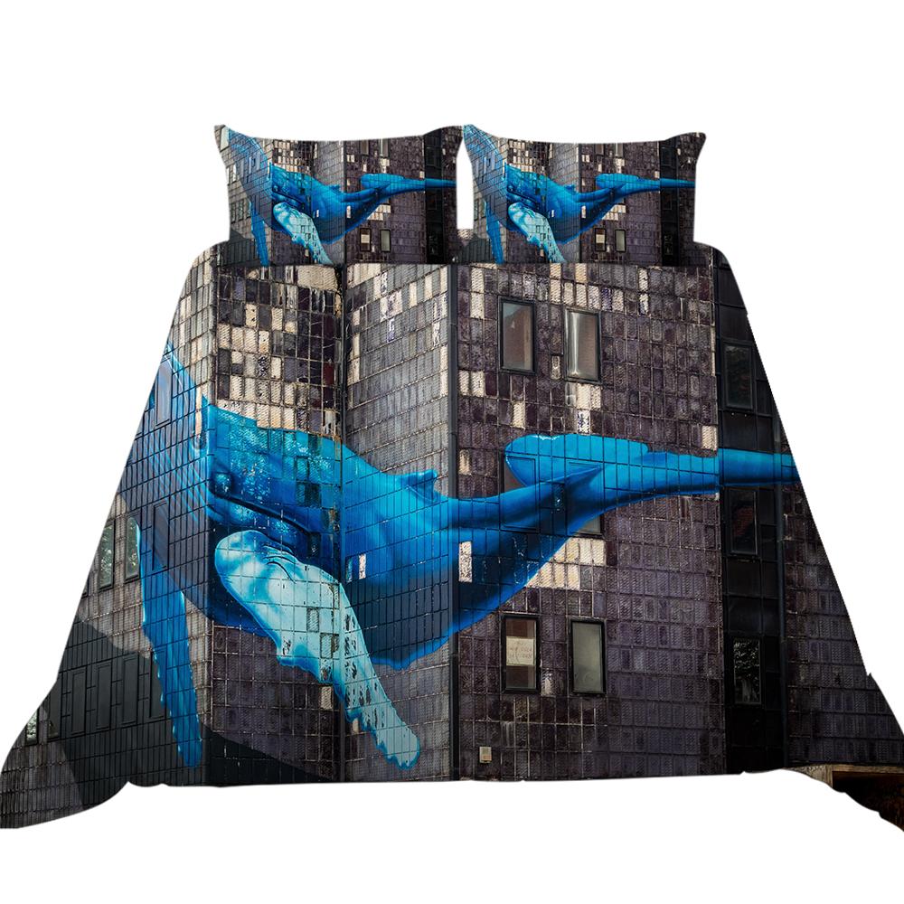 3D Ocean Animal Theme Series Bedding Set with Animal Prints Such As Jellyfish and Dolphins 2/3 Pieces, Washable Home Decoration