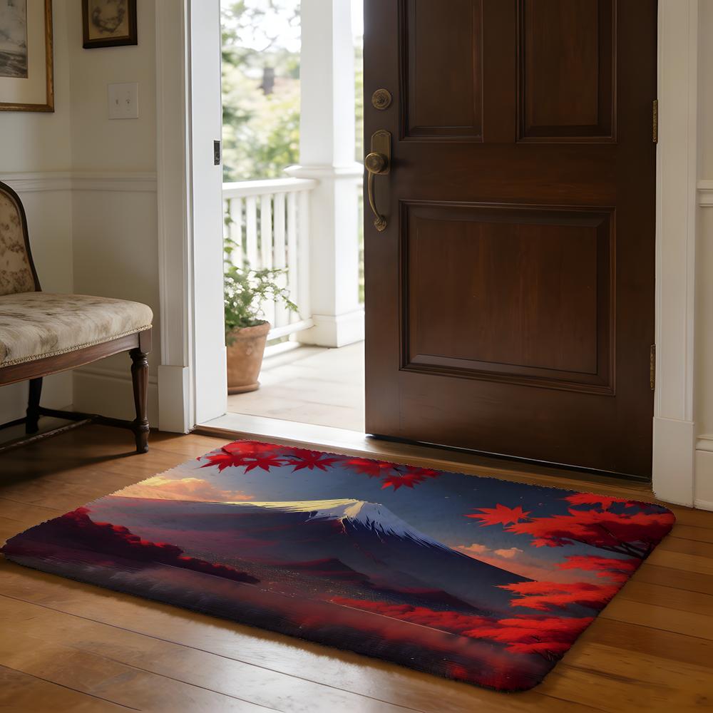 Mount Fuji Floor Mat Soft Flannel Absorbent Mat Non-Slip Rug Home Bedroom Bathroom