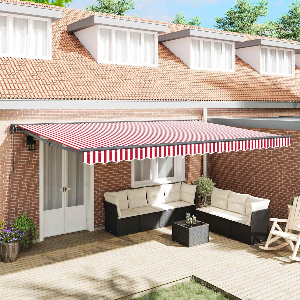 Retractable Awning Frame Red and White 500 X 300 Cm