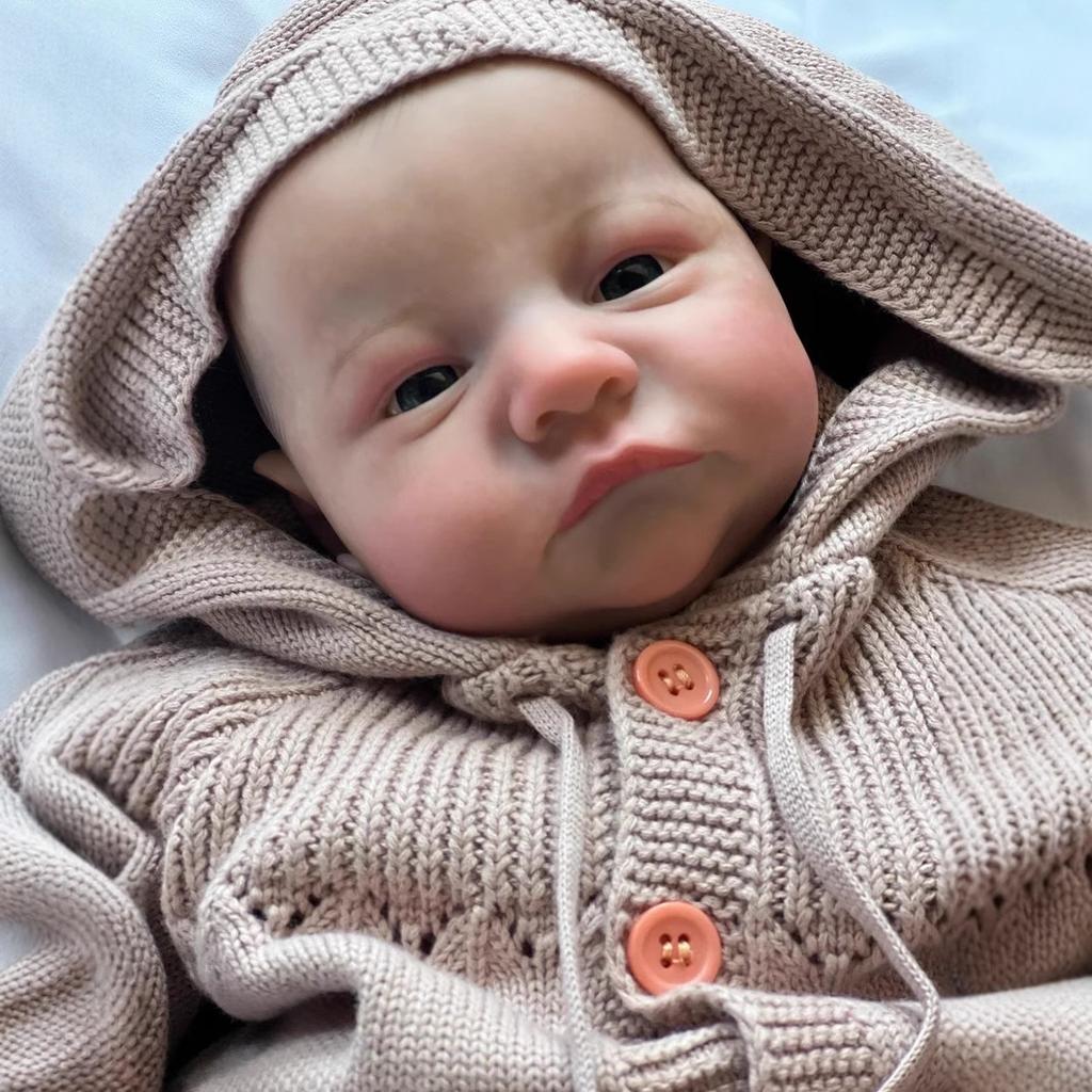 49cm Realistic Reborn Doll Baby Girl Doll -Full Body Silicone Bath Doll 3D Skin with Visible Veins & Hand-Rooted Hair