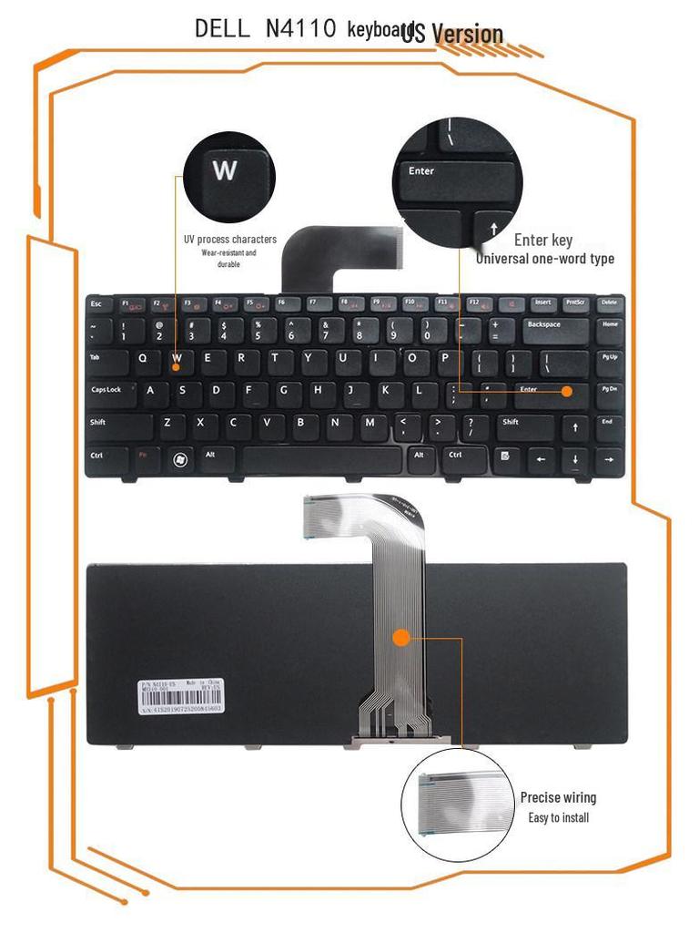 Dell Keyboard for Models 14-3450, 3470, 3460, 3480, 5448, 5441, 5446, 5455, and 3448.