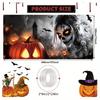 Halloween garage sign depicting a terrifying female skeleton with glowing eyes.PMJ