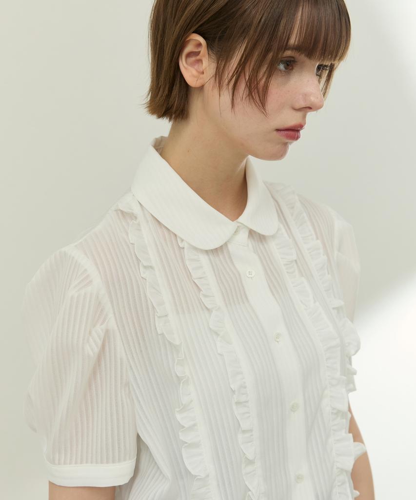 WIOE Seethrouh Frill Blouse_White