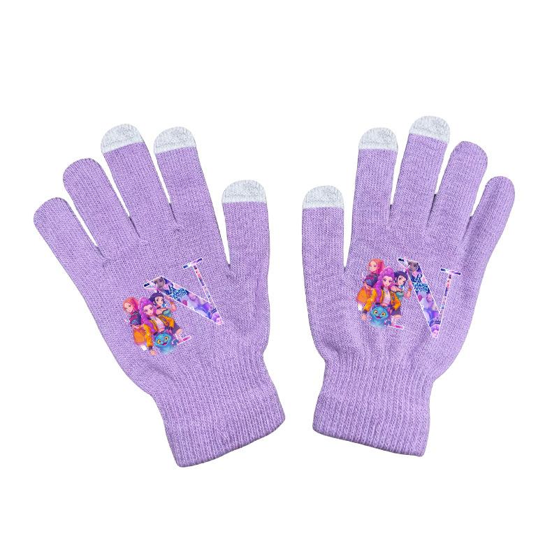 Demon Hunters Anime Gloves Winter Warm Gloves Cartoon Letter Print KPOP Gifts for Boys Girls Adult Birthday Cute
