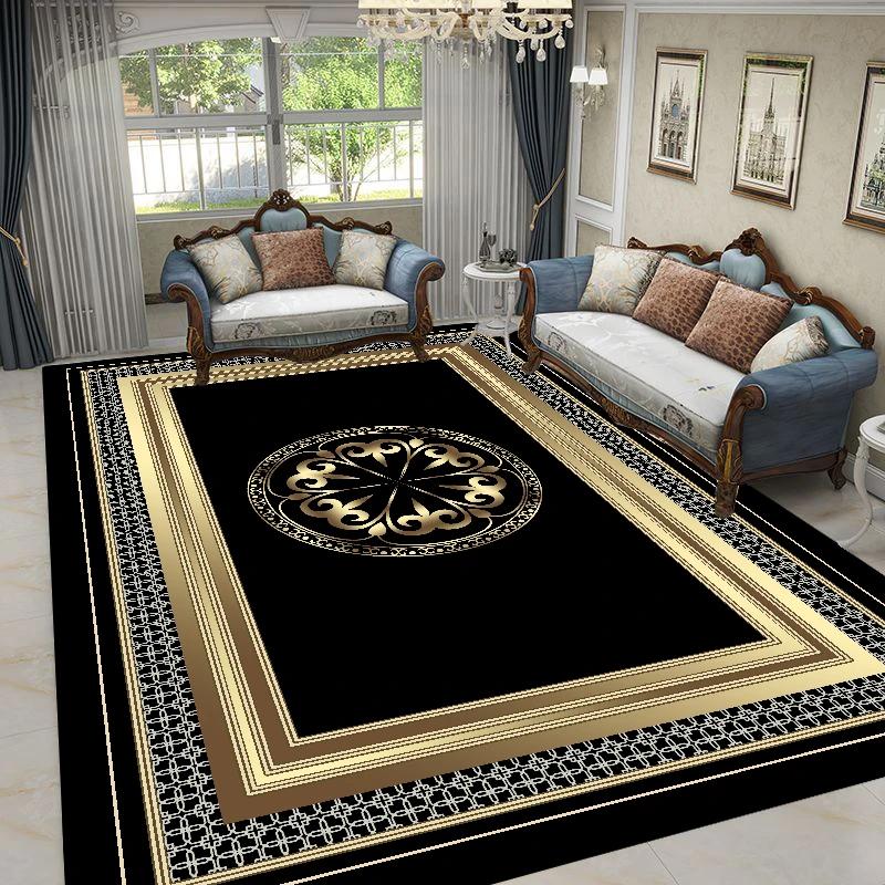 Golden Retro Persian Carpet Fluffy Large Non Slip Rug for Living Room Bedroom Luxury Decor