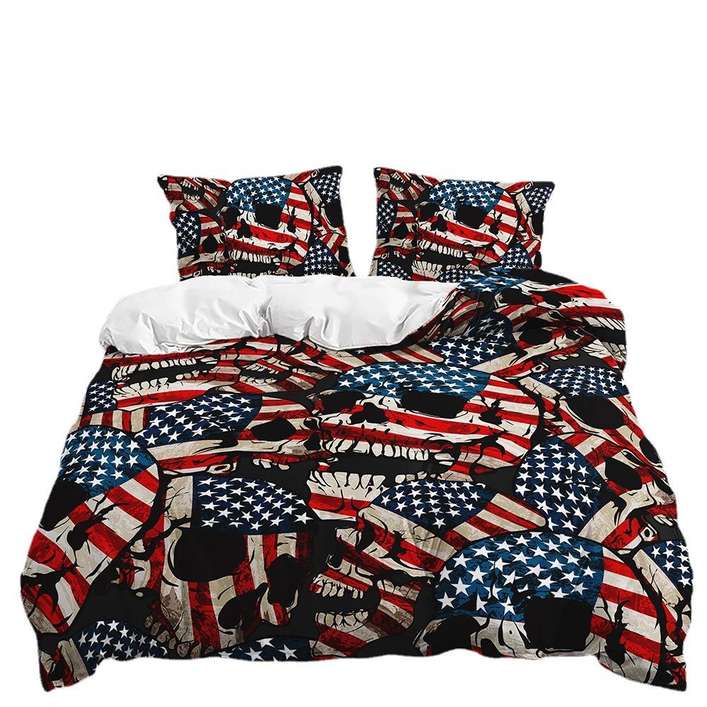 Bett Dreiteiliges Skelett-Set Rose Bettbezug Zweiteiliges Schlafzimmer